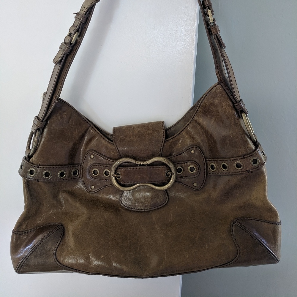 BCBGirls Olive Leather Hobo Shoulder Bag
